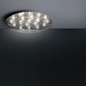 contemporary ceiling light / round / chromed metal / methacrylate