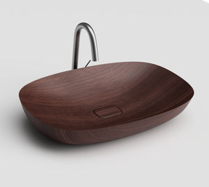 countertop washbasin / oval / wooden / contemporary