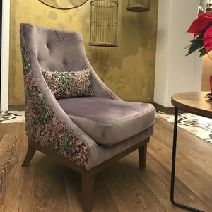 traditional armchair / fabric / beech / solid wood