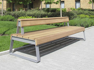 public bench / contemporary / iroko / steel