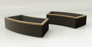 hardwood planter / curved / contemporary / for public spaces