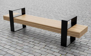 public bench / contemporary / oak / iroko