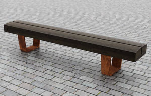 public bench / contemporary / wooden / COR-TEN® steel