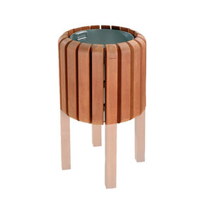 public trash can / floor-standing / free-standing / galvanized steel