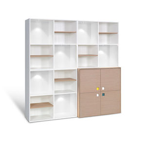 high bookcase / contemporary / oak / walnut