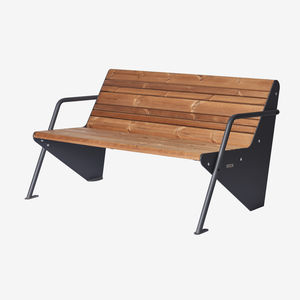 public bench / contemporary / powder-coated steel / painted wood