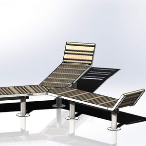 public bench / original design / powder-coated steel / pine
