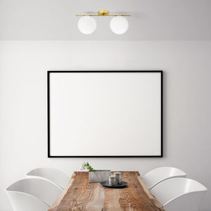 contemporary ceiling light / round / blown glass / brushed brass