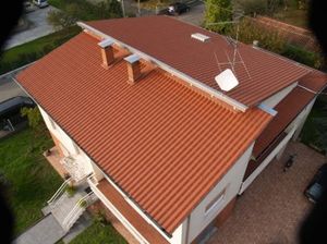sheet steel roofing / corrugated / roof tile look