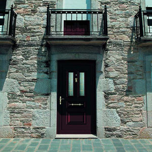 entry door / swing / aluminum / semi-glazed