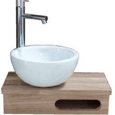 oak washbasin cabinet / wall-hung / contemporary