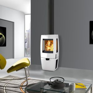 wood heating stove / contemporary / 3-sided / cast iron