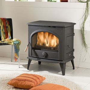 wood heating stove / contemporary / cast iron / glass