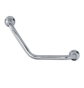 stainless steel grab bar / L-shaped / wall-mounted / for the disabled