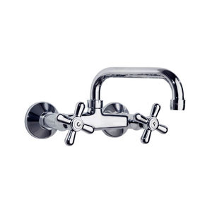 wall-mounted double-handle mixer tap / chrome-plated brass / kitchen / 2-hole