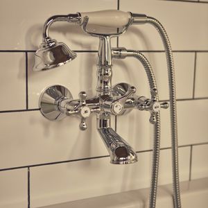 shower mixer tap / for bathtubs / wall-mounted / chromed metal