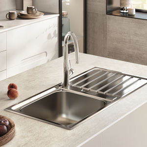 countertop mixer tap / chromed metal / kitchen / 1-hole