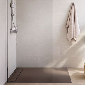 rectangular shower base / stone / stainless steel / extra-flat