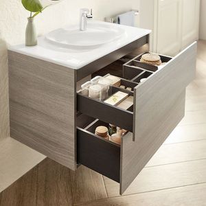 wall-hung washbasin cabinet / particle board / contemporary / with drawers