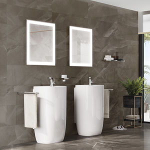 free-standing washbasin / porcelain / contemporary / with mixer tap