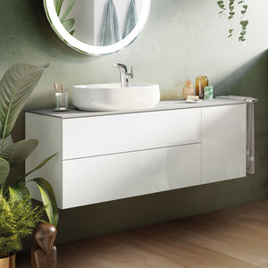 wall-mounted washbasin cabinet / particle board / contemporary / with drawers