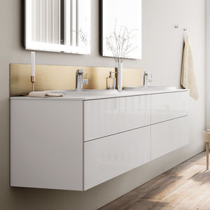 double washbasin cabinet / wall-hung / particle board / contemporary