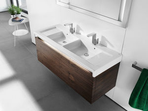 double washbasin cabinet / oak / wall-hung / contemporary
