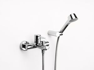 bathtub double-handle mixer tap / wall-mounted / chrome / for bathrooms