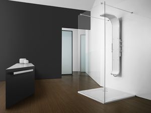 fixed shower screen / rectangular / glass