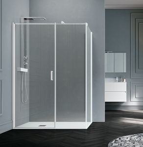 swing shower screen / corner / for alcoves / glass