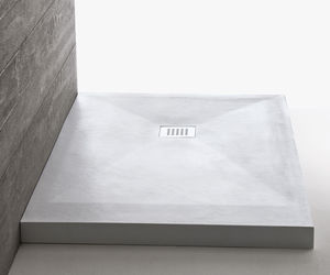 rectangular shower base / stone / custom / flush