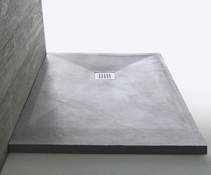 rectangular shower base / stone / custom / flush