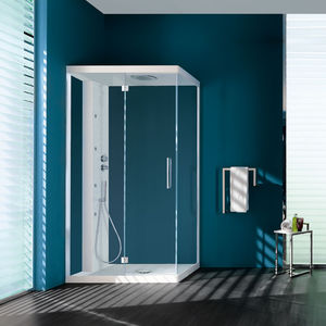 hydromassage shower cubicle / steam / glass / angle