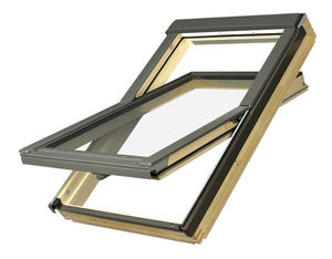 pivoting roof window / wooden / double-glazed / thermal break