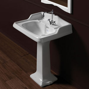 free-standing washbasin / rectangular / ceramic / traditional