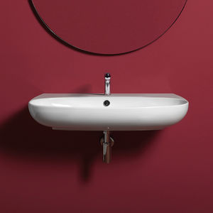 wall-mounted washbasin / oval / ceramic / contemporary