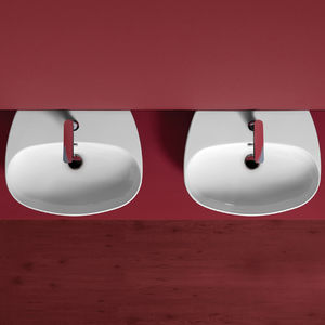 wall-mounted washbasin / oval / contemporary