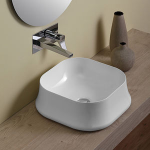 countertop washbasin / square / ceramic / contemporary