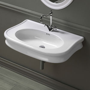 wall-mounted washbasin / oval / ceramic / traditional