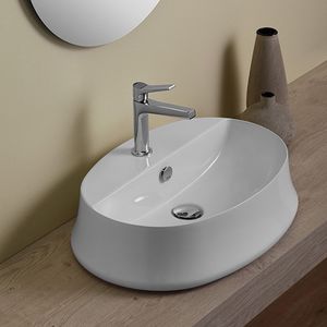 countertop washbasin / oval / ceramic / contemporary