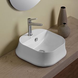 countertop washbasin / square / ceramic / contemporary