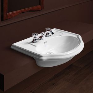built-in washbasin / ceramic / contemporary / with mixer tap