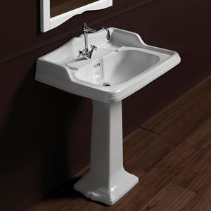 free-standing washbasin / rectangular / ceramic / contemporary