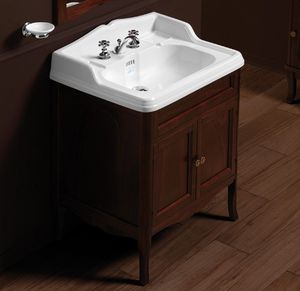 free-standing washbasin cabinet / walnut / traditional / with drawers