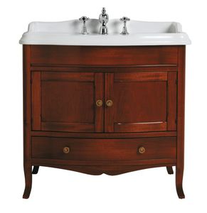 free-standing washbasin cabinet / walnut / traditional / with drawers