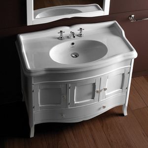 free-standing washbasin cabinet / walnut / contemporary / with drawers