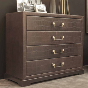 contemporary chest of drawers / leather / upholstered / brown