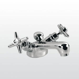 double-handle washbasin mixer tap / free-standing / brass / nickel