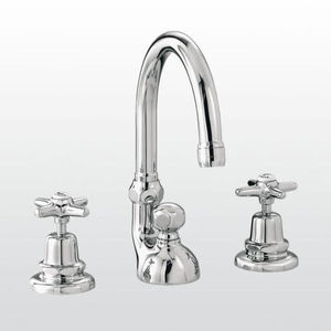 double-handle washbasin mixer tap / free-standing / brass / nickel