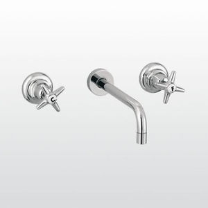 double-handle washbasin mixer tap / built-in / brass / nickel